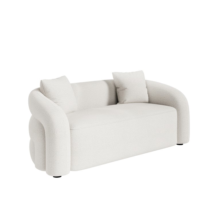 Cream Boucle Modern Curved 3 Seater Sofa - Zuri 