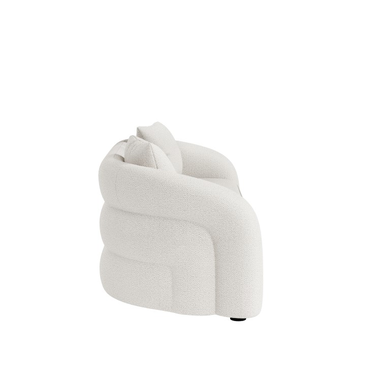 Cream Boucle Modern Curved 3 Seater Sofa - Zuri 