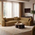 ZRI013 Caramel Brown Chenille Right Hand Facing 4 Seater Curved Corner Sofa - Zuri