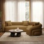 Caramel Brown Chenille Right Hand Facing 4 Seater Curved Corner Sofa - Zuri