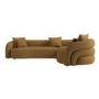 Caramel Brown Chenille Right Hand Facing 4 Seater Curved Corner Sofa - Zuri