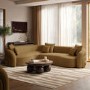 Caramel Brown Chenille Left Hand Facing 4 Seater Curved Corner Sofa - Zuri