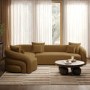 Caramel Brown Chenille Left Hand Facing 4 Seater Curved Corner Sofa - Zuri