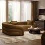Caramel Brown Chenille Left Hand Facing 4 Seater Curved Corner Sofa - Zuri