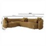 Caramel Brown Chenille Left Hand Facing 4 Seater Curved Corner Sofa - Zuri