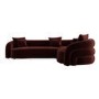 Deep Red Velvet Right Hand Facing 4 Seater Curved Corner Sofa - Zuri 