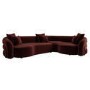Deep Red Velvet Right Hand Facing 4 Seater Curved Corner Sofa - Zuri 