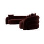 Deep Red Velvet Left Hand Facing 4 Seater Curved Corner Sofa - Zuri 