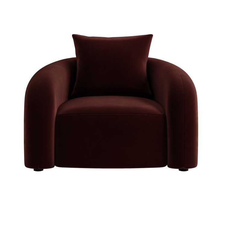 Deep Red Velvet Armchair - Zuri 