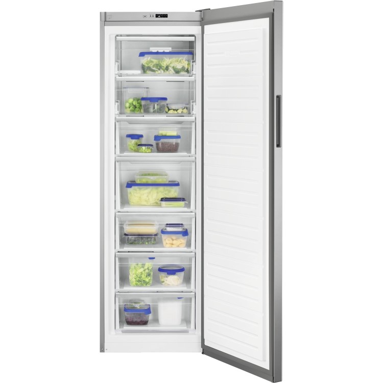 Refurbished Zanussi ZUHE30FU2 Freestanding 280 Litre Tall Freezer Stainless Steel Look