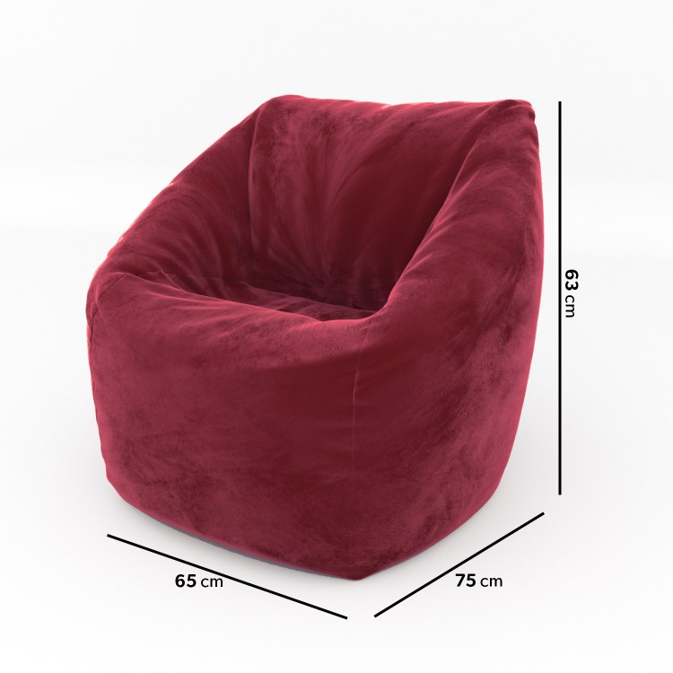 Red Bean Bag Chair in Velvet - Zyra