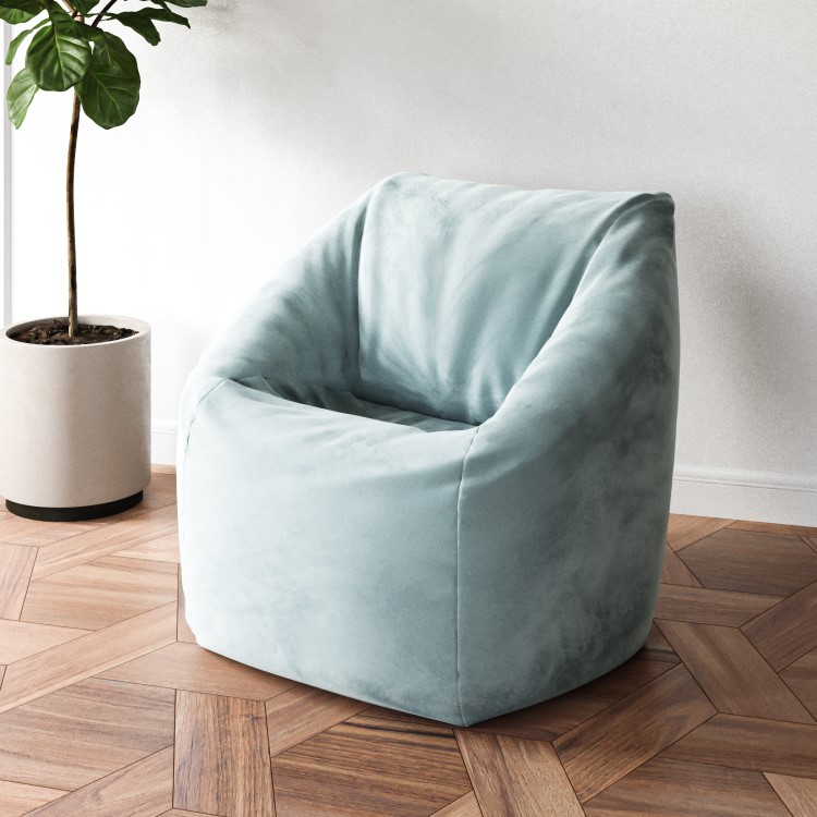 Mint Green Bean Bag Chair in Velvet - Zyra