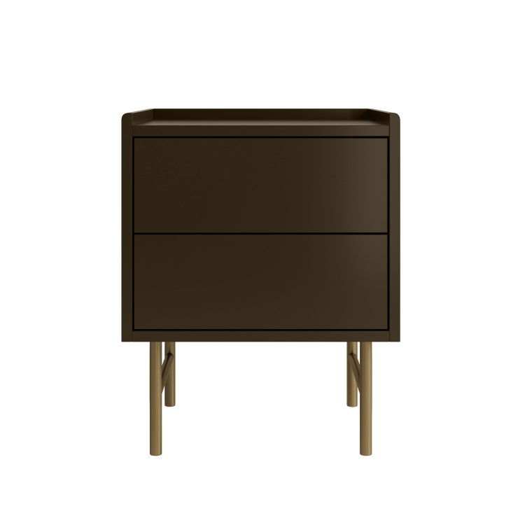 Khaki Green 2 Drawer Modern Bedside Table - Zane