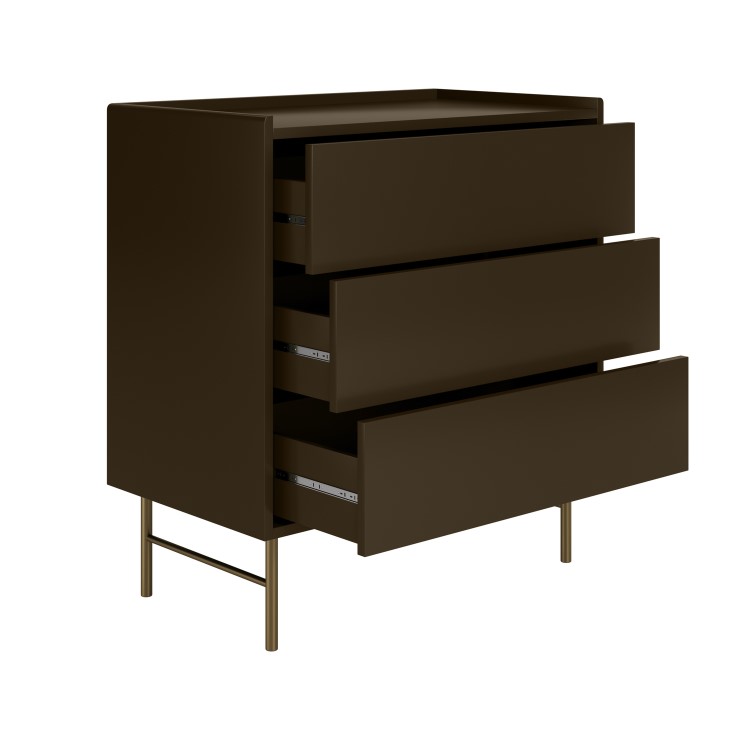 Khaki Green Modern Chest of 3 Drawers - Zane 