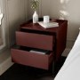Burgundy 2 Drawer Modern Bedside Table - Zane
