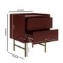 Burgundy 2 Drawer Modern Bedside Table - Zane