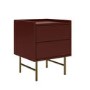 Burgundy 2 Drawer Modern Bedside Table - Zane