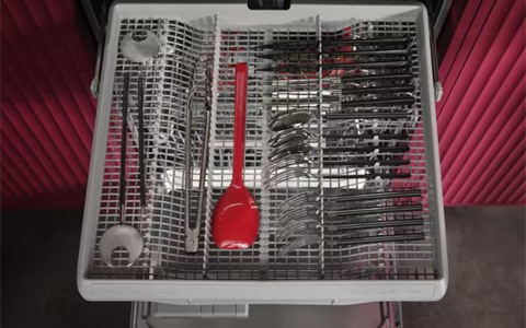 adjustable dishwasher with cutlery drawer.