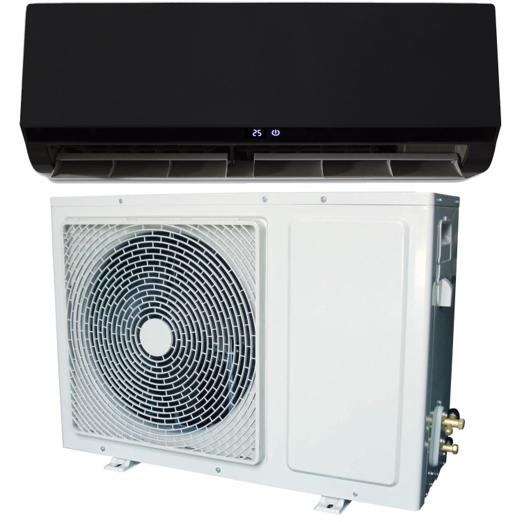 24000 BTU Black Hitachi Powered Smart Wall Mounted Split Air Conditioner with a Heat Pump