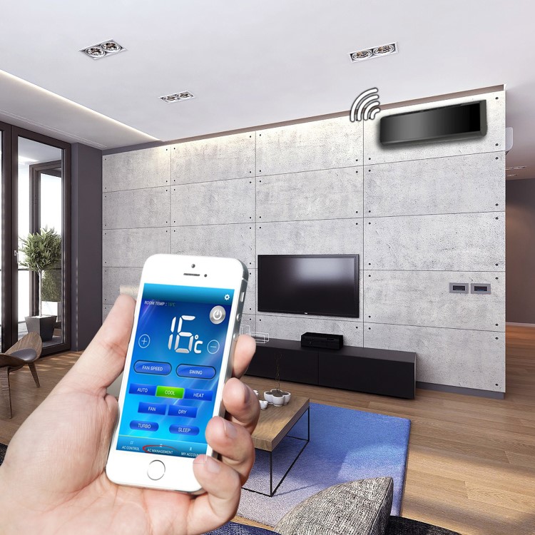 Refurbished 12000 BTU Black Smart Wall Mounted Split Air Conditioner with Heat Pump Pipe kit and 5 Years warranty