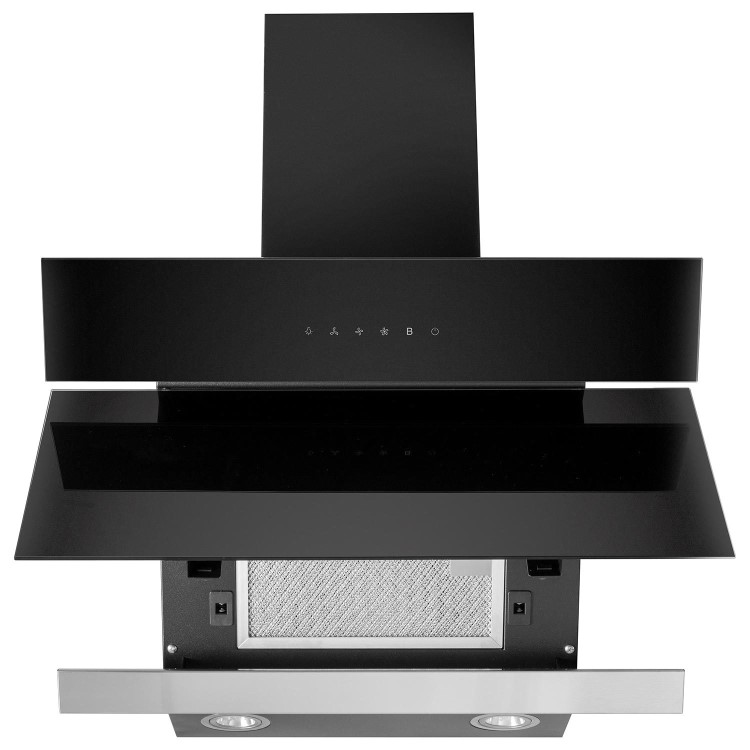 electriQ 60cm Angled Cooker Hood - Black and Stainless Steel