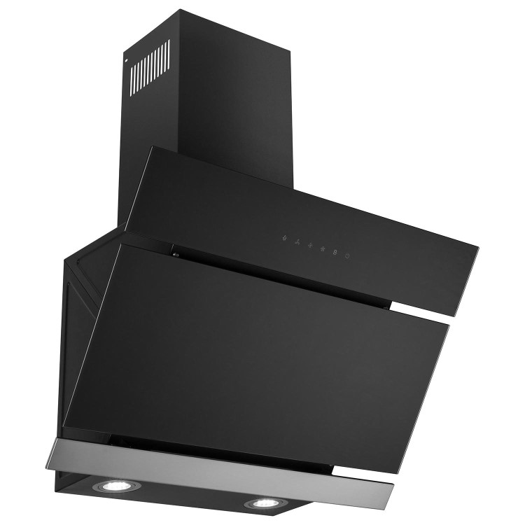 electriQ 60cm Angled Cooker Hood - Black and Stainless Steel