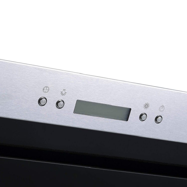 electriQ 60cm Angled Black Glass & Stainless Steel Cooker Hood Includes Optional Chimney 