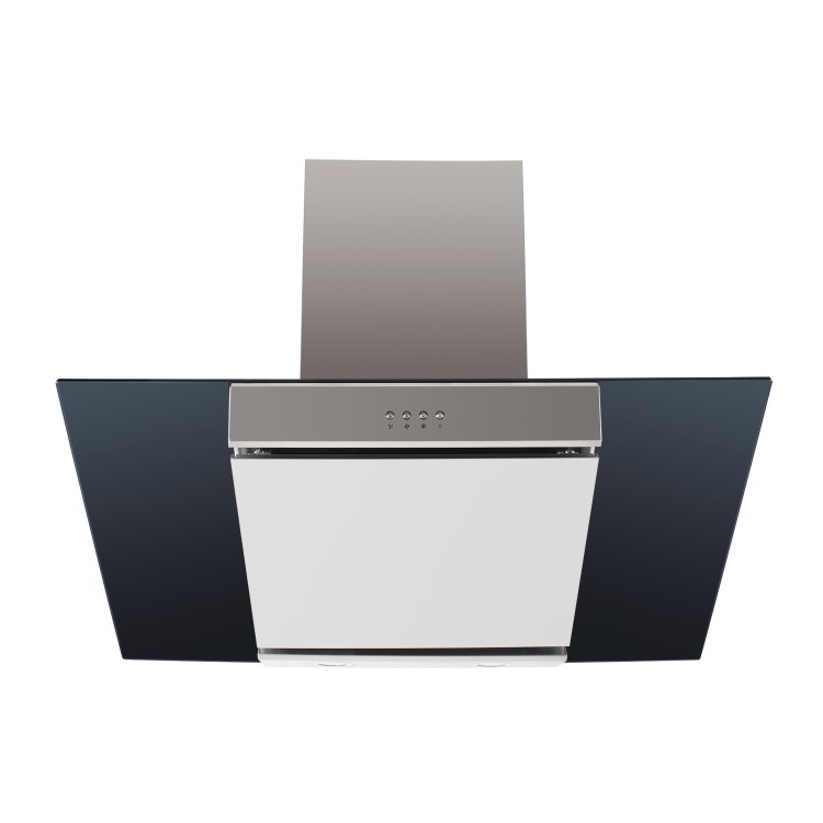 electriQ 90cm Angled Chimney Cooker Hood - Stainless Steel and Black Glass