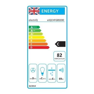 electriQ 90cm Angled Chimney Cooker Hood - Stainless Steel and Black Glass