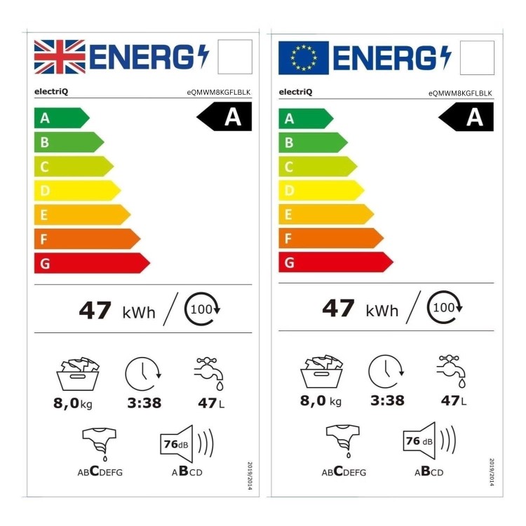 electriQ 8kg 1400rpm Washing Machine - Black