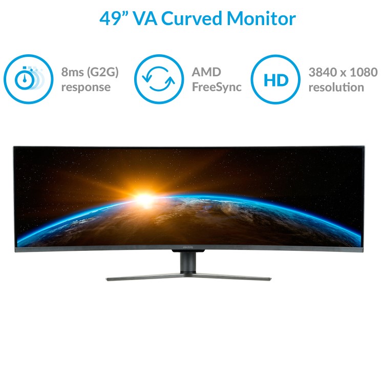 Refurbished electriQ 49" FHD HDR Super UltraWide FreeSync Curved Monitor