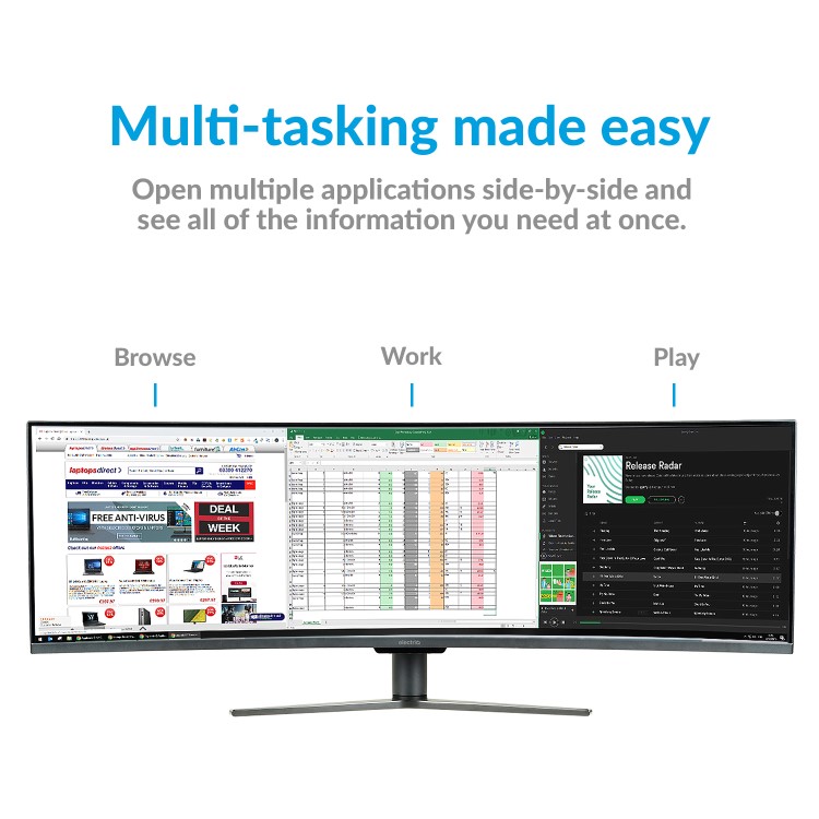 Refurbished electriQ 49" FHD HDR Super UltraWide FreeSync Curved Monitor