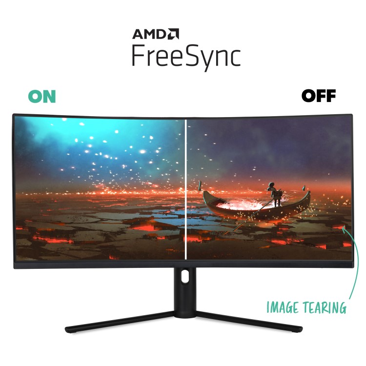 electriQ 34" WQHD QLED 165Hz 1ms Ultrawide Curved Gaming Monitor
