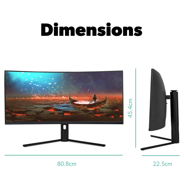 electriQ 34" WQHD QLED 165Hz 1ms Ultrawide Curved Gaming Monitor