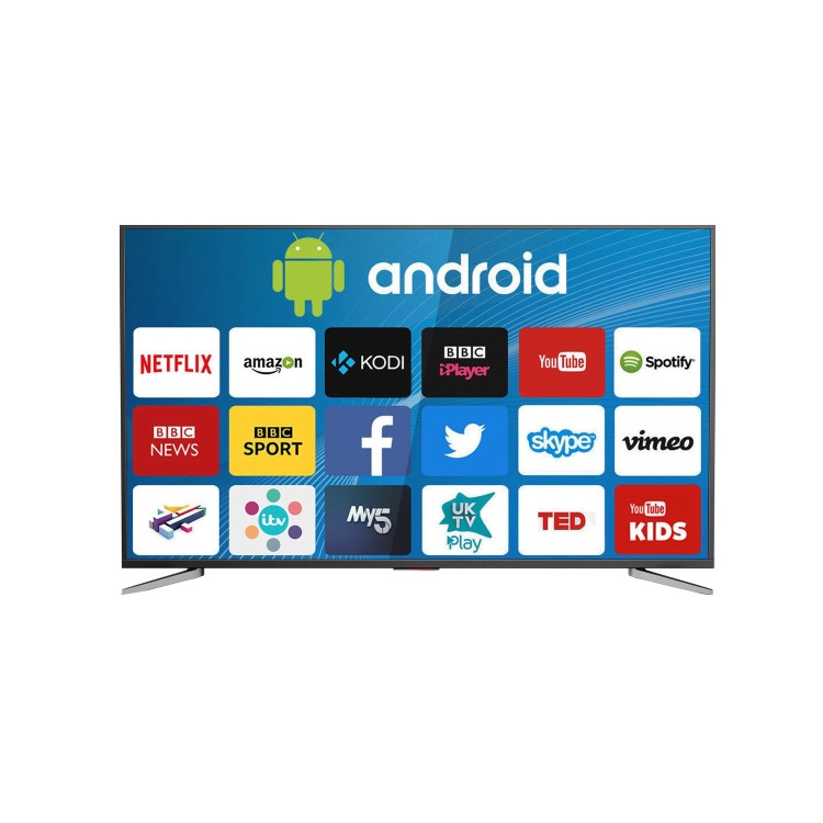GRADE A3 - electriQ 75" 4K Ultra HD LED Android Smart TV with Freeview HD - Silver
