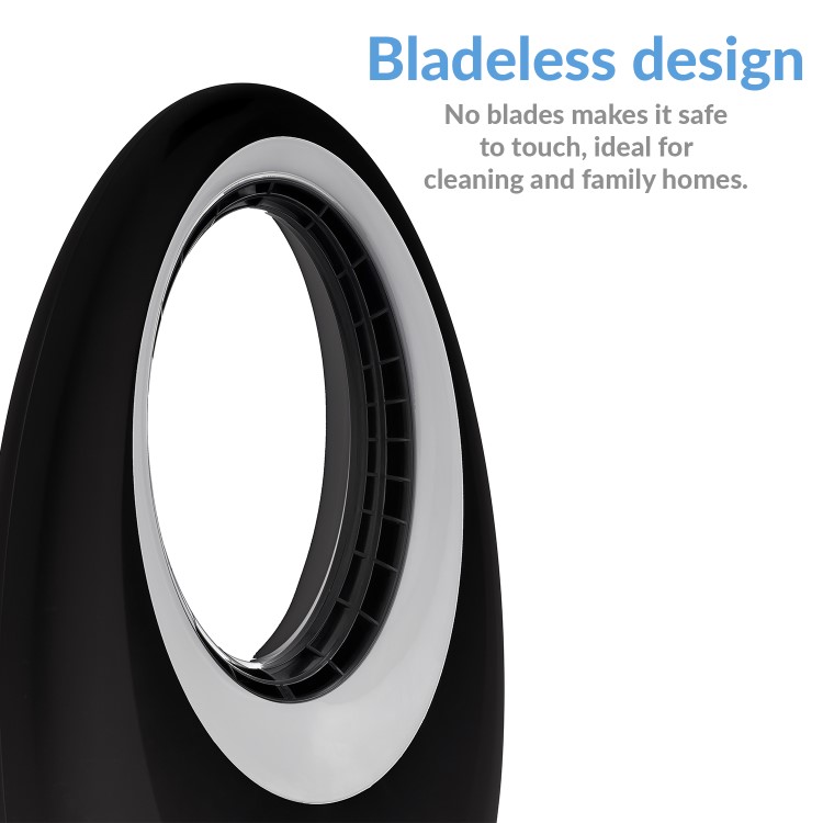 electriQ 24 Inch Bladeless Tower Fan with Mood Light - Black