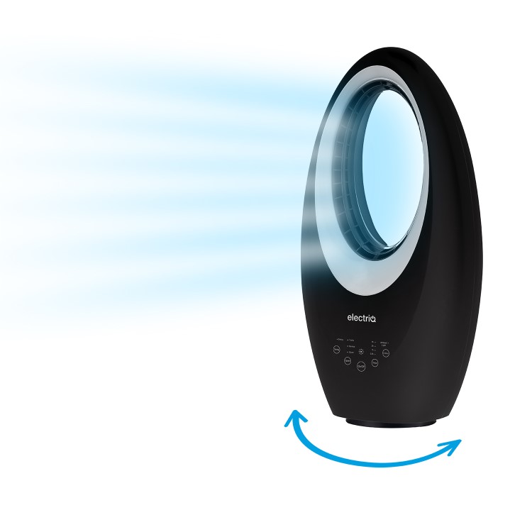 electriQ 24 Inch Bladeless Tower Fan with Mood Light - Black