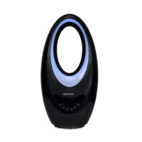 GRADE A1 - electriQ Black Bladeless Heater Fan 2kW with Optional Mood Light