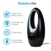 GRADE A1 - electriQ Black Bladeless Heater Fan 2kW with Optional Mood Light