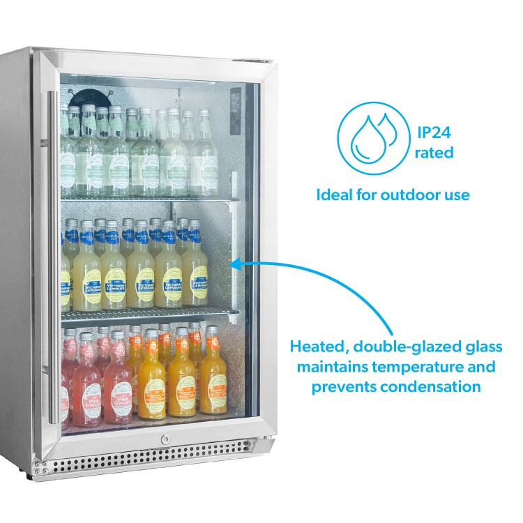 electriQ Single Door Outdoor Bottle Cooler - 118 Ltr Stainless Steel