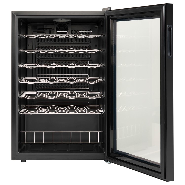 electriQ 48 Bottle Capacity Freestanding Wine Cooler – Black