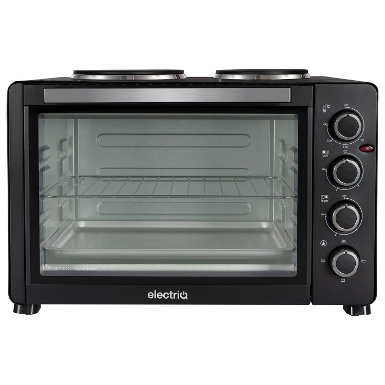 Refurbished electriQ eiQ45LOVN Mini Oven with Dual Hotplates Black