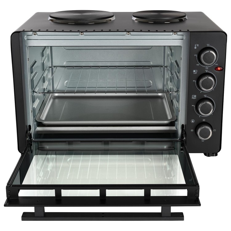 Refurbished electriQ eiQ45LOVN Mini Oven with Dual Hotplates Black