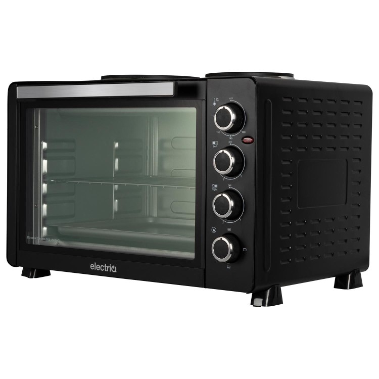 Refurbished electriQ eiQ45LOVN Mini Oven with Dual Hotplates Black