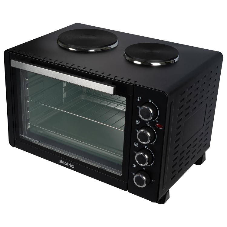 Refurbished electriQ eiQ45LOVN Mini Oven with Dual Hotplates Black