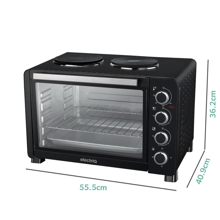 Refurbished electriQ eiQ45LOVN Mini Oven with Dual Hotplates Black
