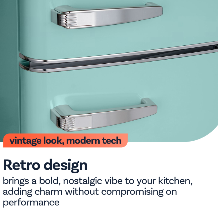 electriQ 153 Litre 60/40 Retro Freestanding Fridge Freezer - Blue Total No Frost