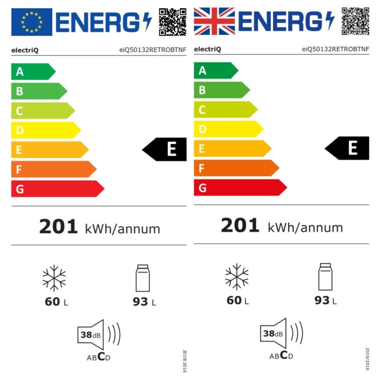Refurbished 153 Litre 50/50 Retro Freestanding Fridge Freezer - Blue Total No Frost