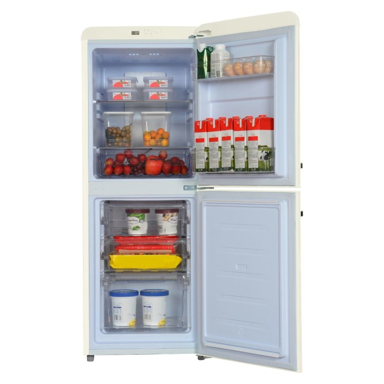 Refurbished electriQ eiQ50132RETROCTNF Freestanding 153 Litre 60/40 Retro Frost Free Fridge Freezer Cream
