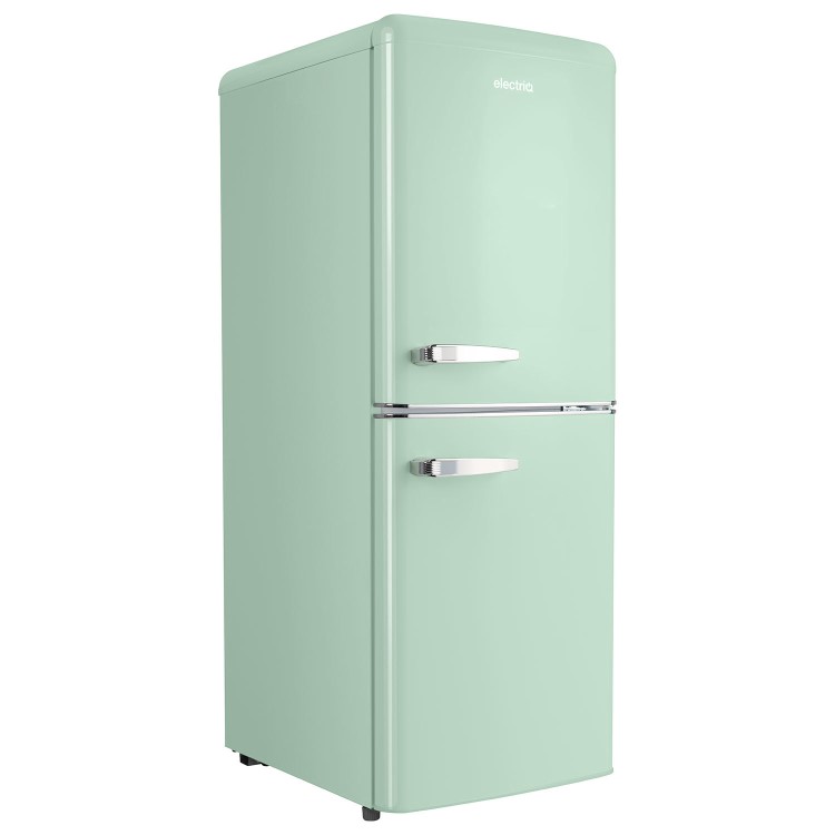 electriQ 153 Litre 60/40 Retro Freestanding Fridge Freezer - Mint Green Total No Frost